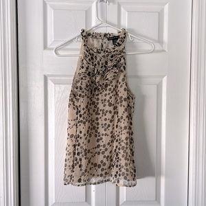 Silk halter blouse with asymmetrical ruffle - M